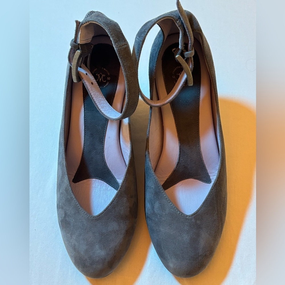 Johnston & Murphy Suede Ankle Strap Pumps Gray Taupe Women’s 7M